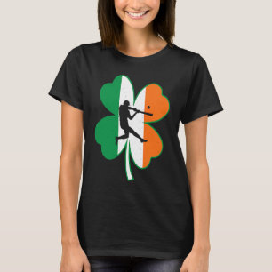 Baseball Player Lucky Shamrock Ireland Flag St Pat T-Shirt