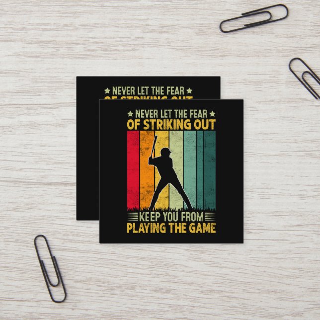 Baseball Player Motivation Square Business Card (Front/Back In Situ)