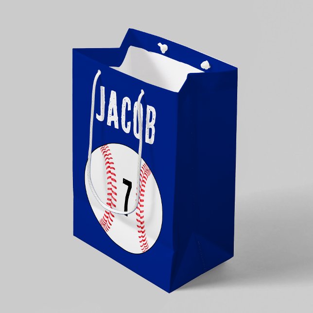 Baseball Player Name Number or Age Custom Party Medium Gift Bag (baseball custom gift bag)