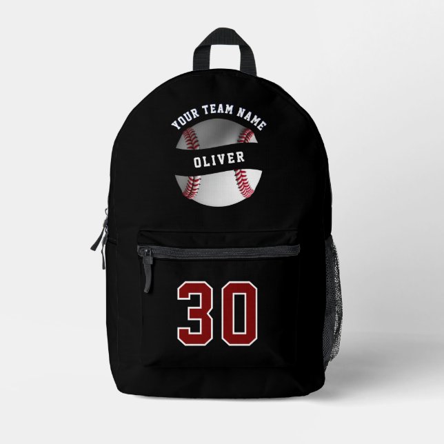 Baseball Player Name Number Team Name Sports Printed Backpack (Front)