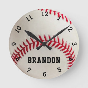 Baseball Player Name Personalised  Round Clock