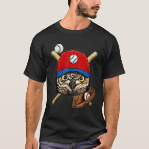 Baseball Player Owl Bird Pitcher Catcher Baseball  T-Shirt