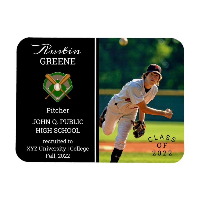 Baseball Player Photo Graduation Announcement Magnet (Horizontal)