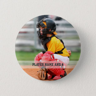 Baseball Player Photo Name Number Personalised 6 Cm Round Badge