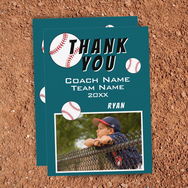 Baseball Player Photo Thank you Coach Card (Creator Uploaded)