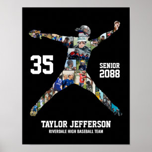 Baseball Player Pitcher Sports Photo Collage Poster