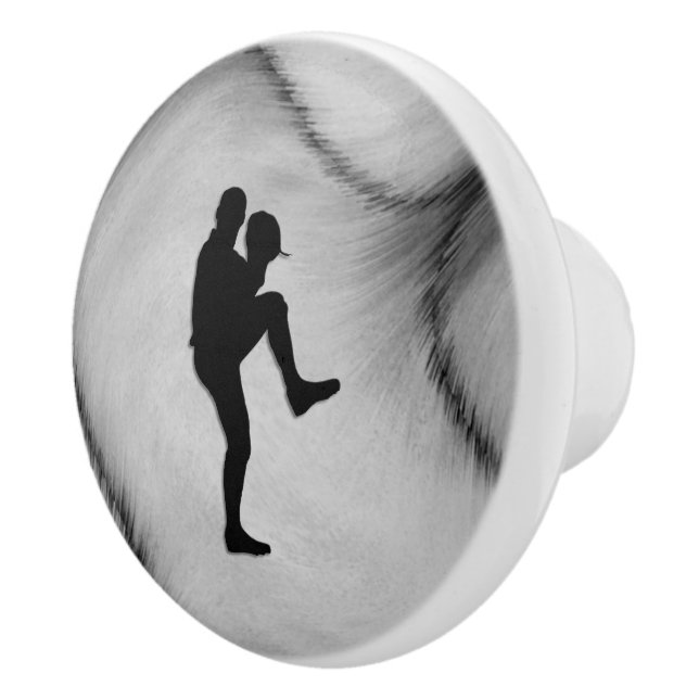 Baseball Player Pitcher Windup Ceramic Knob (Right)