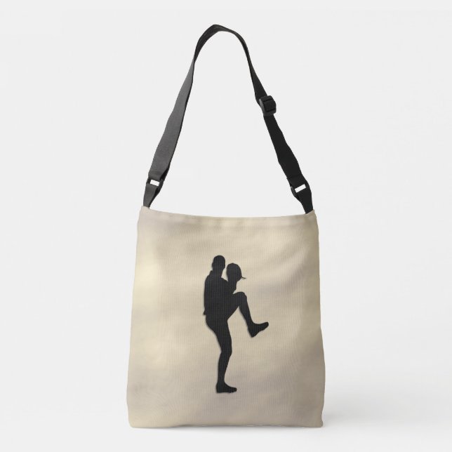 Baseball Player Pitcher Windup Crossbody Bag (Back)