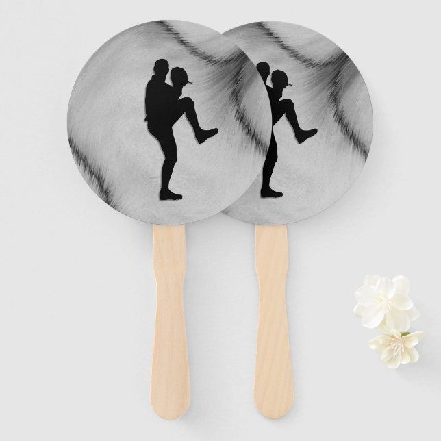 Baseball Player Pitcher Windup Hand Fan (Front and Back)