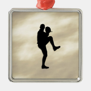 Baseball Player Pitcher windup Metal Tree Decoration