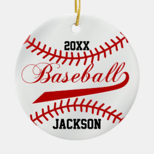 Baseball Player - Red Ceramic Ornament