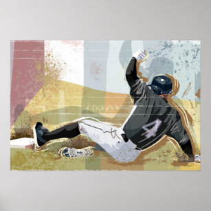 Baseball Player Sliding 2 Poster