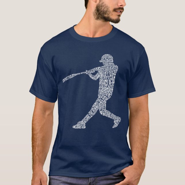 Baseball Player Softball Word Art T-Shirt (Front)