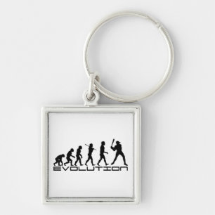 Baseball Player Sport Evolution Art Key Ring