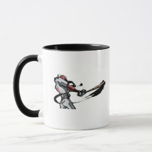 Baseball player swinging bat, side view mug