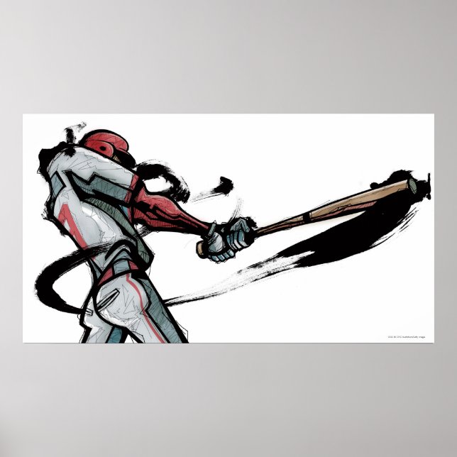 Baseball player swinging bat, side view poster (Front)