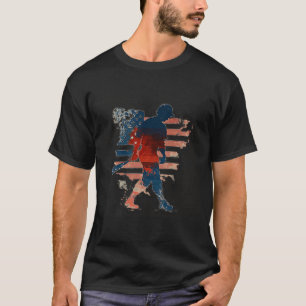 Baseball Player Teens Boys Men American Flag USA C T-Shirt
