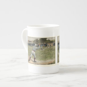 Baseball Player Thrown Out at Second Base Bone China Mug
