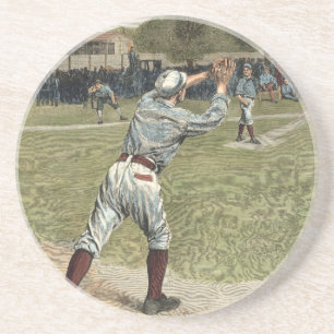 Baseball Player Thrown Out at Second Base Coaster