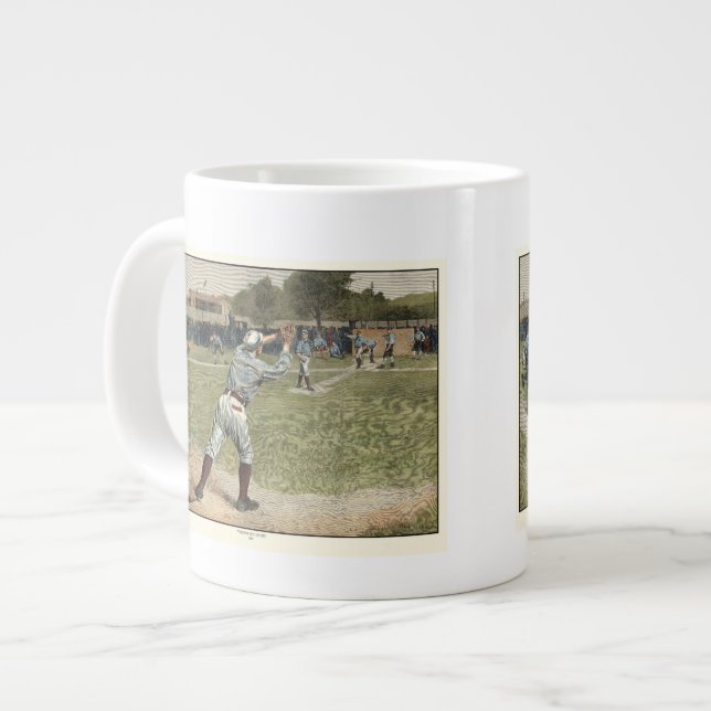 Baseball Player Thrown Out at Second Base Large Coffee Mug (Front Left)