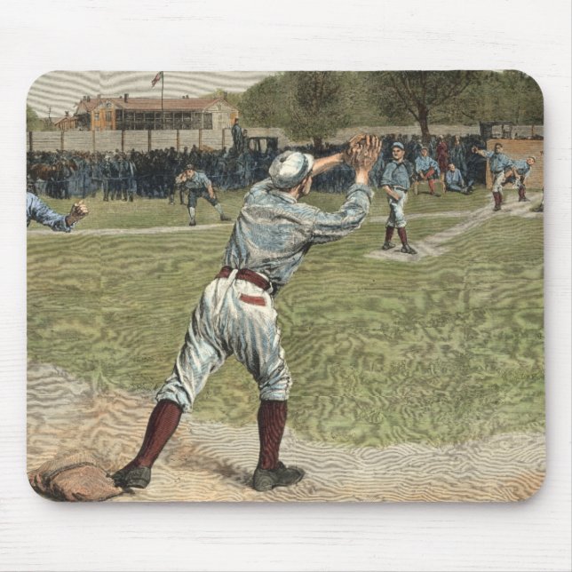 Baseball Player Thrown Out at Second Base Mouse Pad (Front)