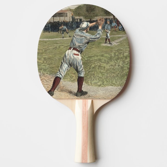 Baseball Player Thrown Out at Second Base Ping Pong Paddle (Front)