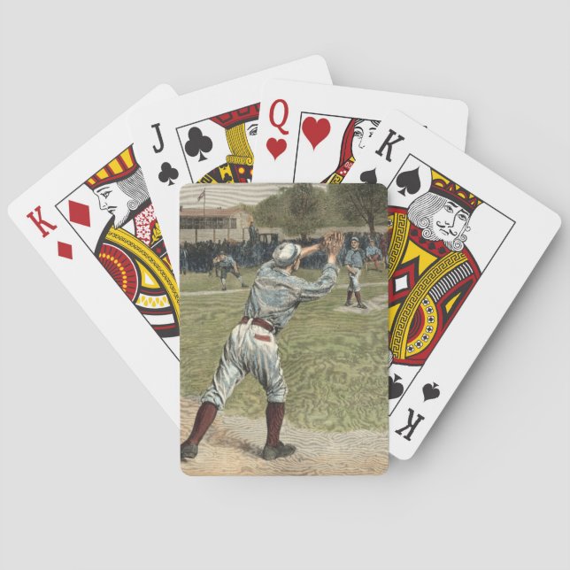 Baseball Player Thrown Out at Second Base Playing Cards (Back)