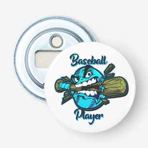 Baseball player trucker hat keychain bottle opener