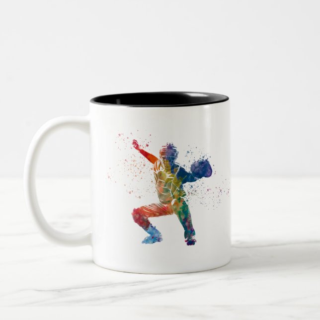 baseball player Two-Tone coffee mug (Left)