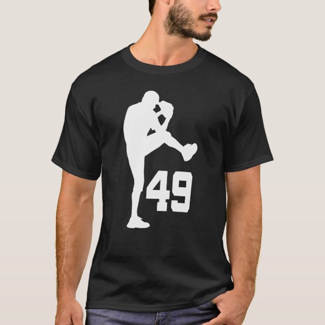Baseball Player Uniform Number 49 Gift T-Shirt (Front)