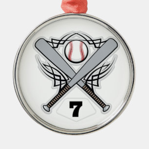 Baseball Player Uniform Number 7 Metal Ornament