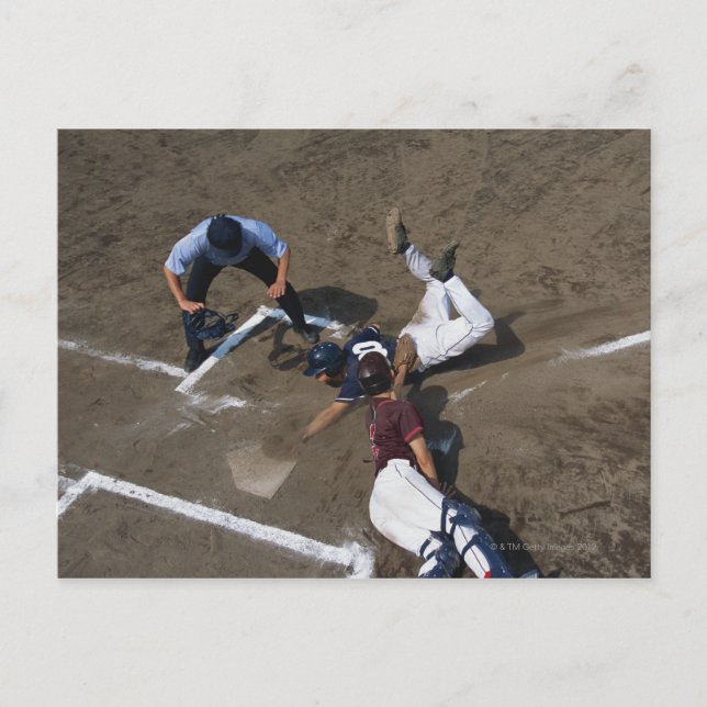 Baseball Players Sliding into Base Postcard (Front)