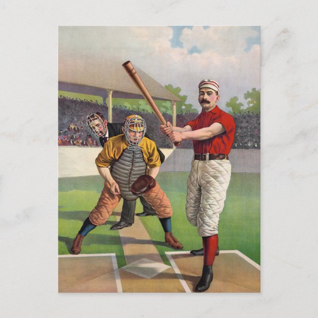  Baseball Players Vintage Poster Postcard (Front)