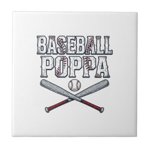 Baseball Poppa Vintage Engraving Shirt Design_1 Ceramic Tile