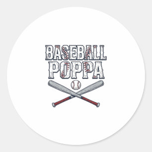 Baseball Poppa Vintage Engraving Shirt Design_1 Classic Round Sticker