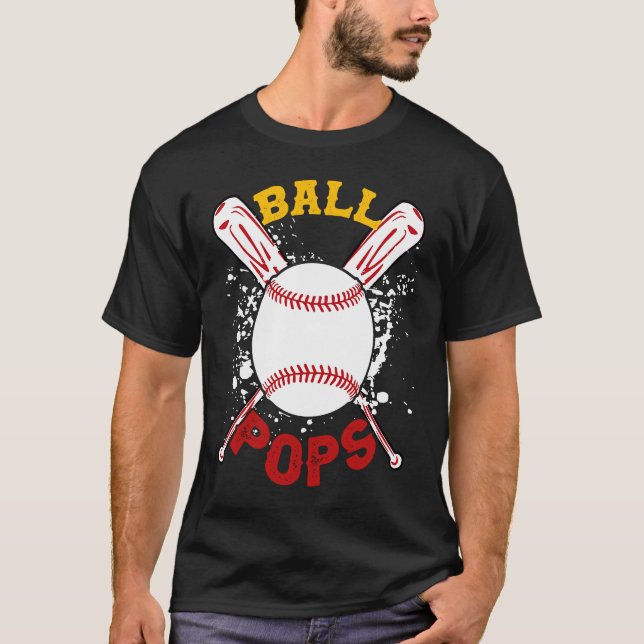 Baseball Pops Ball Softball  Fathers Day T-Shirt (Front)