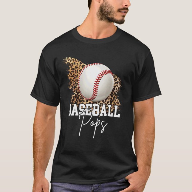 Baseball Pops Leopard Heart T-Shirt (Front)