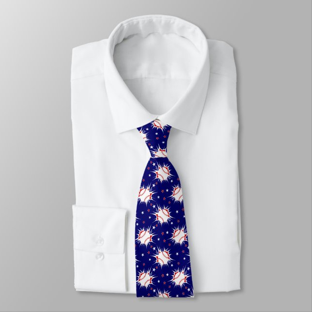 Baseball Print Men's Dress Tie (Tied)