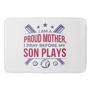 Baseball Proud Mother I Pray Before My Son Plays Bath Mat
