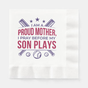 Baseball Proud Mother I Pray Before My Son Plays  Napkin