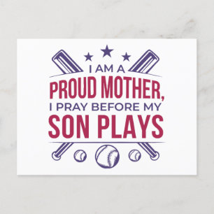 Baseball Proud Mother I Pray Before My Son Plays  Postcard