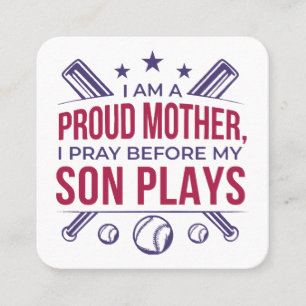 Baseball Proud Mother I Pray Before My Son Plays Square Business Card