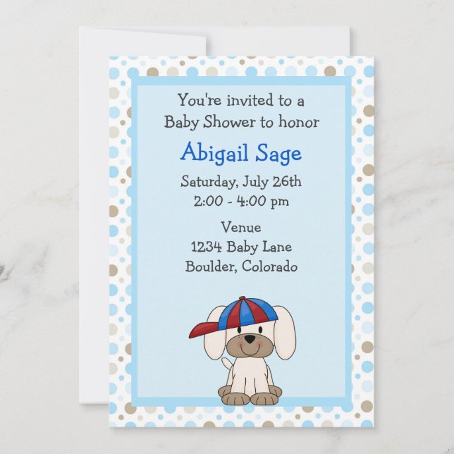 Baseball Puppy Baby Boy Shower Invitation (Front)
