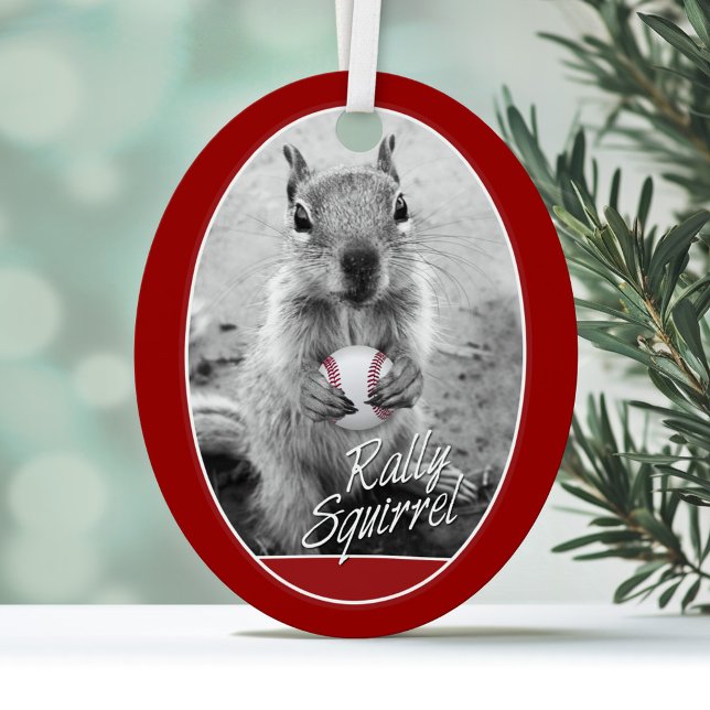 Baseball Rally Squirrel Metal Tree Decoration (Funny Ornament)