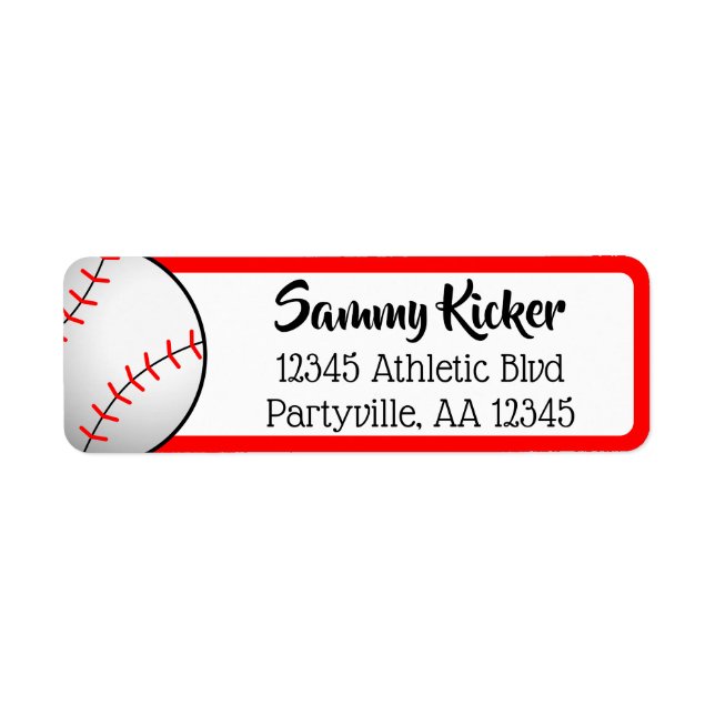 Baseball Red & Black Address Return Address Label (Front)