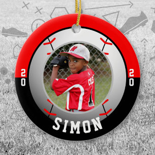 Baseball Red Black Team Colours Ceramic Ornament
