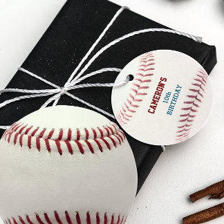Baseball Red Blue Favour Tags