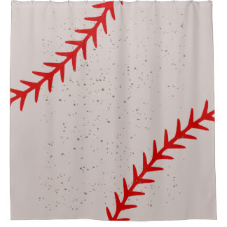Baseball Red Stitches Lace Themed Shower Curtain