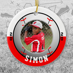 Baseball Red White Team Colours Ceramic Ornament