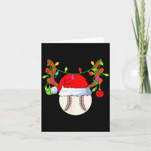 Baseball Reindeer Santa Hat Christmas  Card